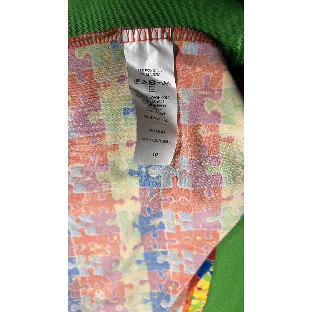 LuLaRoe Kids Azure A-Line Skirt Autism Awareness Puzzle Piece Print NWT Size 10 - Picture 8 of 9